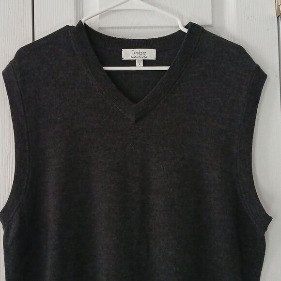 Turnbury Mens 100% Extra Fine Merino Wool V-neck sweater vest Sz L NWOT - Picture 3 of 7